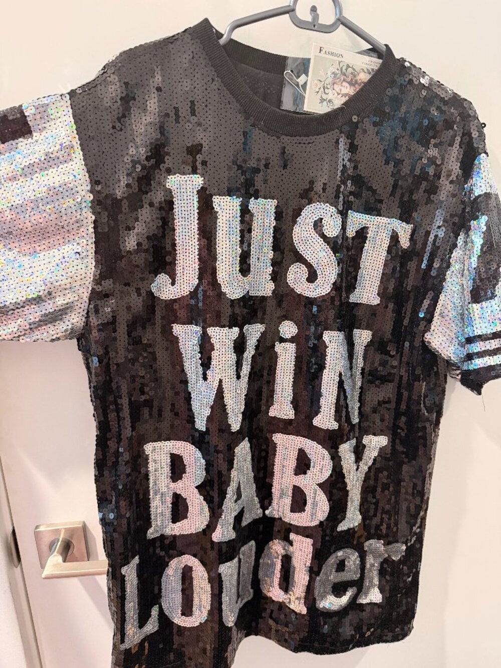 Black & Silver Sequin #7 Football Jersey Mini Dress Size and or Shirt Small